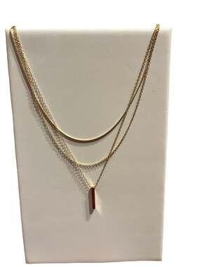 KathyRossJewelry Gold Vermeil Multi-Chain Layered Necklace with Bar Pendant and